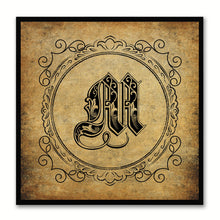Load image into Gallery viewer, Alphabet M Brown Canvas Print Black Frame Kids Bedroom Wall Décor Home Art