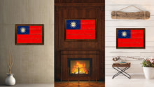 Load image into Gallery viewer, Taiwan Country Flag Vintage Canvas Print with Brown Picture Frame Home Decor Gifts Wall Art Decoration Artwork
