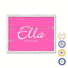 Load image into Gallery viewer, Ella Name Plate White Wash Wood Frame Canvas Print Boutique Cottage Decor Shabby Chic