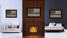Load image into Gallery viewer, Thin Blue Line Honoring our Men and Women of Law Enforcement American Police USA Flag Texture Canvas Print with Black Picture Frame Gift Ideas Home Decor Wall Art