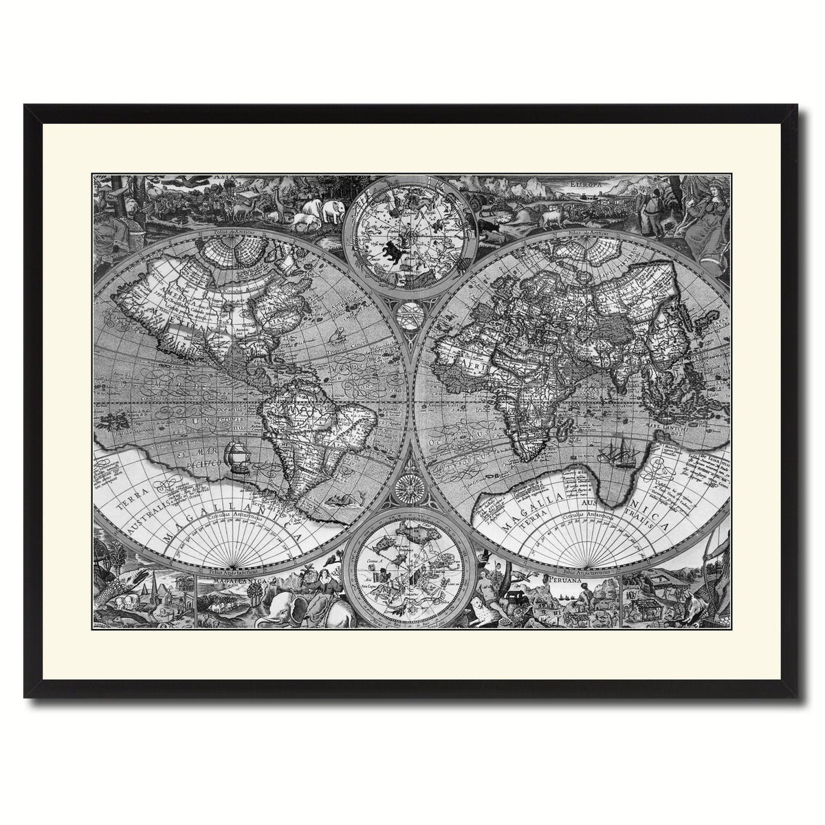 Macro Closeup Vintage B&W Map Home Decor Wall Art Bedroom Liviingroom ...