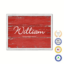 Load image into Gallery viewer, William Name Plate White Wash Wood Frame Canvas Print Boutique Cottage Decor Shabby Chic