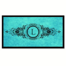 Load image into Gallery viewer, Alphabet Letter L Aqua Canvas Print, Black Custom Frame