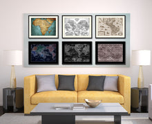 Load image into Gallery viewer, America Vintage Sepia Map Canvas Print, Picture Frame Gifts Home Decor Wall Art Decoration