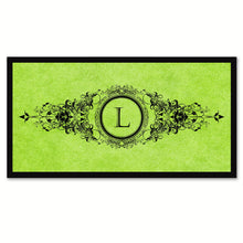 Load image into Gallery viewer, Alphabet Letter L Green Canvas Print, Black Custom Frame
