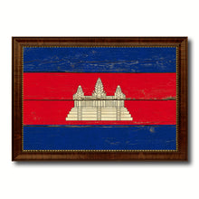 Load image into Gallery viewer, Cambodia Country Flag Vintage Canvas Print with Brown Picture Frame Home Decor Gifts Wall Art Decoration Artwork