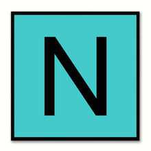 Load image into Gallery viewer, Alphabet N Aqua Canvas Print Black Frame Kids Bedroom Wall Décor Home Art