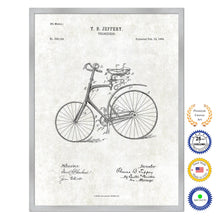 Load image into Gallery viewer, 1889 Velocipede Old Patent Art Print on Canvas Custom Framed Vintage Home Decor Wall Decoration Great for Gifts