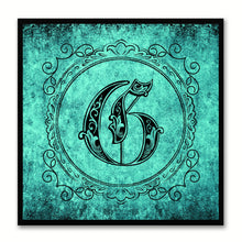 Load image into Gallery viewer, Alphabet G Aqua Canvas Print Black Frame Kids Bedroom Wall Décor Home Art