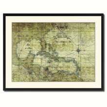 Load image into Gallery viewer, Caribbean Vintage Antique Map Wall Art Home Decor Gift Ideas Canvas Print Custom Picture Frame