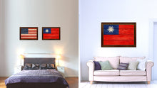Load image into Gallery viewer, Taiwan Country Flag Texture Canvas Print with Brown Custom Picture Frame Home Decor Gift Ideas Wall Art Decoration