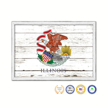 Load image into Gallery viewer, Illinois State Flag Shabby Chic Gifts Home Decor Wall Art Canvas Print, White Wash Wood Frame