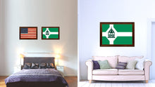 Load image into Gallery viewer, Milford City Connecticut State Flag Canvas Print Brown Picture Frame