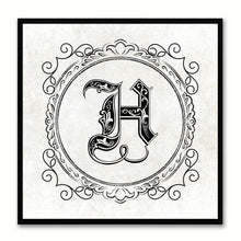 Load image into Gallery viewer, Alphabet H White Canvas Print Black Frame Kids Bedroom Wall Décor Home Art