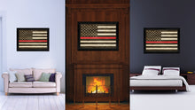 Load image into Gallery viewer, Thin Red Line Honoring our Men and Women of Law Enforcement American USA Flag Texture Canvas Print with Black Picture Frame Gift Ideas Home Decor Wall Art