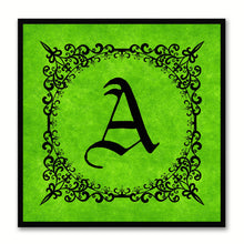 Load image into Gallery viewer, Alphabet A Green Canvas Print Black Frame Kids Bedroom Wall Décor Home Art