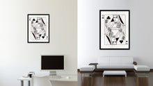 Load image into Gallery viewer, Queen Clover Poker Decks of Vintage Cards Print on Canvas Black Custom Framed