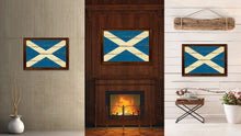 Load image into Gallery viewer, Scotland Country Flag Vintage Canvas Print with Brown Picture Frame Home Decor Gifts Wall Art Decoration Artwork