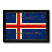 Load image into Gallery viewer, Iceland Country Flag Vintage Canvas Print with Black Picture Frame Home Decor Gifts Wall Art Decoration Artwork