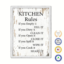 Load image into Gallery viewer, Kitchen Rules Vintage Saying Gifts Home Decor Wall Art Canvas Print with Custom Picture Frame