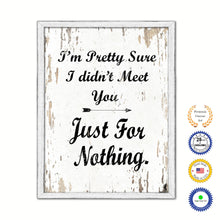 Load image into Gallery viewer, I'm Pretty Sure I Didn't Meet You Just For Nothing Vintage Saying Gifts Home Decor Wall Art Canvas Print with Custom Picture Frame