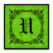 Load image into Gallery viewer, Alphabet U Green Canvas Print Black Frame Kids Bedroom Wall Décor Home Art