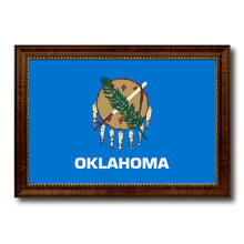 Load image into Gallery viewer, Oklahoma State Flag Canvas Print with Custom Brown Picture Frame Home Decor Wall Art Decoration Gifts