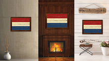 Load image into Gallery viewer, Netherlands Country Flag Vintage Canvas Print with Brown Picture Frame Home Decor Gifts Wall Art Decoration Artwork