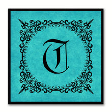 Load image into Gallery viewer, Alphabet T Aqua Canvas Print Black Frame Kids Bedroom Wall Décor Home Art