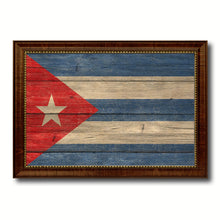 Load image into Gallery viewer, Cuba Country Flag Texture Canvas Print with Brown Custom Picture Frame Home Decor Gift Ideas Wall Art Decoration