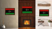 Load image into Gallery viewer, Libya Country Flag Vintage Canvas Print with Brown Picture Frame Home Decor Gifts Wall Art Decoration Artwork