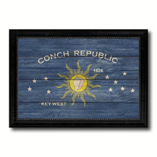 Load image into Gallery viewer, Conch Republic Key West City Florida State Texture Flag Canvas Print Black Picture Frame