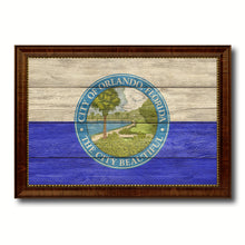 Load image into Gallery viewer, Orlando City Florida State Texture Flag Canvas Print Brown Picture Frame