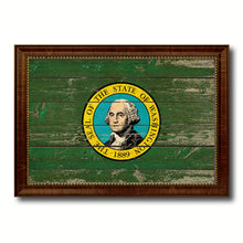 Load image into Gallery viewer, Washington State Vintage Flag Canvas Print with Brown Picture Frame Home Decor Man Cave Wall Art Collectible Decoration Artwork Gifts
