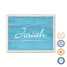 Load image into Gallery viewer, Josiah Name Plate White Wash Wood Frame Canvas Print Boutique Cottage Decor Shabby Chic