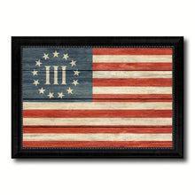 Load image into Gallery viewer, 3 Percent Betsy Ross Nyberg Battle III Revolutionary War Military Flag Texture Canvas Print with Black Picture Frame Gift Ideas Home Decor Wall Art