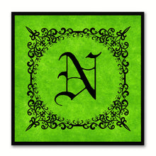Load image into Gallery viewer, Alphabet N Green Canvas Print Black Frame Kids Bedroom Wall Décor Home Art