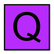 Load image into Gallery viewer, Alphabet Q Purple Canvas Print Black Frame Kids Bedroom Wall Décor Home Art