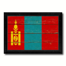 Load image into Gallery viewer, Mongolia Country Flag Vintage Canvas Print with Black Picture Frame Home Decor Gifts Wall Art Decoration Artwork