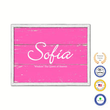Load image into Gallery viewer, Sofia Name Plate White Wash Wood Frame Canvas Print Boutique Cottage Decor Shabby Chic