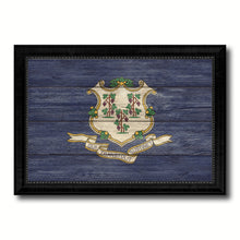 Load image into Gallery viewer, Connecticut State Flag Texture Canvas Print with Black Picture Frame Home Decor Man Cave Wall Art Collectible Decoration Artwork Gifts