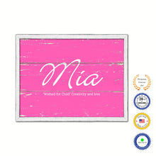 Load image into Gallery viewer, Mia Name Plate White Wash Wood Frame Canvas Print Boutique Cottage Decor Shabby Chic