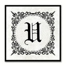 Load image into Gallery viewer, Alphabet U White Canvas Print Black Frame Kids Bedroom Wall Décor Home Art