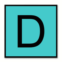 Load image into Gallery viewer, Alphabet D Aqua Canvas Print Black Frame Kids Bedroom Wall Décor Home Art