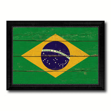 Load image into Gallery viewer, Brazil Country Flag Vintage Canvas Print with Black Picture Frame Home Decor Gifts Wall Art Decoration Artwork
