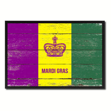 Load image into Gallery viewer, New Orleans Mardi Gras Flag Vintage Canvas Print with Black Picture Frame Home Decor Wall Art Collectible Decoration Artwork Gifts