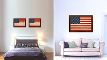 Load image into Gallery viewer, American Flag  Texture United States of America Canvas Print with Brown Custom Picture Frame Home Decor Gift Ideas Wall Art Decoration
