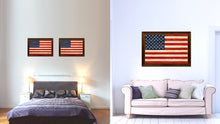 Load image into Gallery viewer, American Flag Texture United States of America Canvas Print with Brown Custom Picture Frame Home Decor Gift Ideas Wall Art Decoration