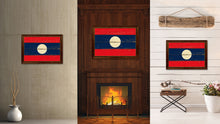 Load image into Gallery viewer, Laos Country Flag Vintage Canvas Print with Brown Picture Frame Home Decor Gifts Wall Art Decoration Artwork