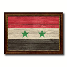 Load image into Gallery viewer, Syria Country Flag Texture Canvas Print with Brown Custom Picture Frame Home Decor Gift Ideas Wall Art Decoration